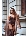 Ensemble 2 pièces avec bustier transparent à armatures et jarretelles noir - Mapalé