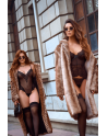 Ensemble 2 pièces avec bustier transparent à armatures et jarretelles noir - Mapalé