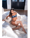 Ensemble 2 pièces transparent bleu poppy avec soutien-gorge brodé et string brésilien - Mapalé