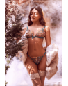 Ensemble 2 pièces vert aurore avec soutien-gorge brodé transparent et string - Mapalé
