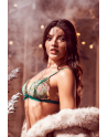 Ensemble 2 pièces vert aurore avec soutien-gorge brodé transparent et string - Mapalé