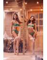 Ensemble 2 pièces vert aurore avec soutien-gorge brodé transparent et string - Mapalé