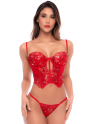 Ensemble 2 pièces rouge écarlate avec bustier brodé de sequins et string - Mapalé