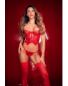 Ensemble 2 pièces rouge écarlate avec bustier brodé de sequins et string - Mapalé