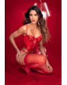 Ensemble 2 pièces rouge écarlate avec bustier brodé de sequins et string - Mapalé