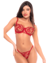 Ensemble 2 pièces rouge rubis avec soutien-gorge brodé à armatures et string - Mapalé