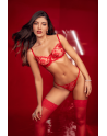 Ensemble 2 pièces rouge rubis avec soutien-gorge brodé à armatures et string - Mapalé