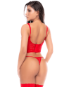 Ensemble 2 pièces rouge avec bustier en dentelle et jarretelles - Mapalé