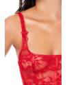 Ensemble 2 pièces rouge avec bustier en dentelle et jarretelles - Mapalé