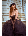 Ensemble 2 pièces bustier en dentelle et string noir - Mapalé