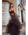 Ensemble 2 pièces bustier en dentelle et string noir - Mapalé