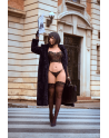 Ensemble 2 pièces bustier en dentelle et string noir - Mapalé