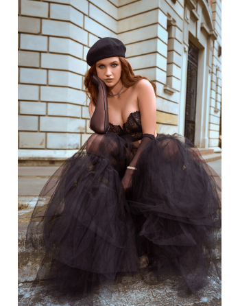 Ensemble 2 pièces bustier en dentelle et string noir - Mapalé