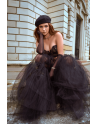 Ensemble 2 pièces bustier en dentelle et string noir - Mapalé