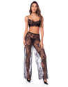 Ensemble 3 pièces en dentelle noire avec pantalon transparent - Mapalé