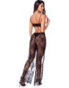 Ensemble 3 pièces en dentelle noire avec pantalon transparent - Mapalé