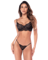 Ensemble 3 pièces en dentelle noire avec pantalon transparent - Mapalé
