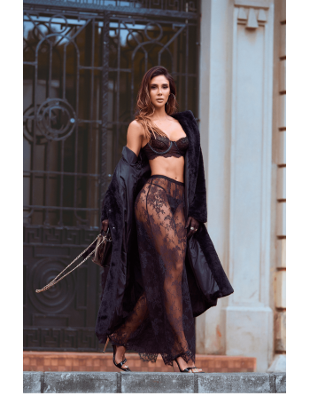 Ensemble 3 pièces en dentelle noire avec pantalon transparent - Mapalé