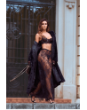 Ensemble 3 pièces en dentelle noire avec pantalon transparent - Mapalé