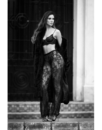Ensemble 3 pièces en dentelle noire avec pantalon transparent - Mapalé