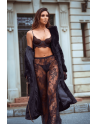 Ensemble 3 pièces en dentelle noire avec pantalon transparent - Mapalé