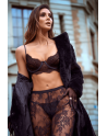 Ensemble 3 pièces en dentelle noire avec pantalon transparent - Mapalé