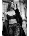 Ensemble 3 pièces en dentelle noire avec pantalon transparent - Mapalé