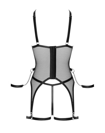 Ensemble Porte-Jarretelles  String Ouvert Résille Noir - Cottelli