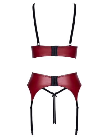 Ensemble Jarretelles 3 Pièces Rouge Foncé  Noir - Cottelli