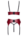 Ensemble Jarretelles 3 Pièces Rouge Foncé  Noir - Cottelli