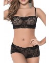 Ensemble lingerie noir top bustier et shorty dentelle - MAL206BLK