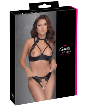 Soutien-gorge balconnet  string ouvert avec chaîne amovible - Cottelli