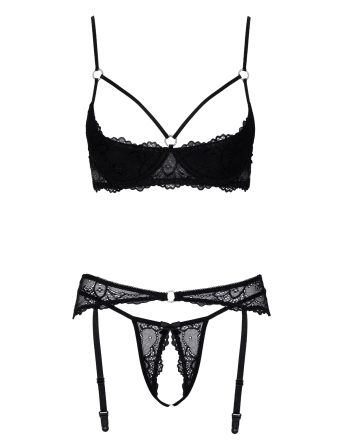 Soutien-gorge balconnet, porte-jarretelles  string ouvert - Cottelli