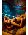 Ensemble lingerie 4 pièces noir effet wetlook – Mapalé