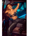 Ensemble lingerie noir effet wetlook avec découpes – Mapalé