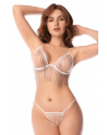 Ensemble lingerie blanc ouvert avec franges scintillantes – Mapalé