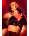 Ensemble lingerie noir effet wetlook et maille transparente – Mapalé
