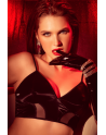 Ensemble lingerie noir effet wetlook et maille transparente – Mapalé