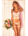 Ensemble bustier blanc en dentelle avec porte-jarretelles – Mapalé
