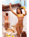 Ensemble lingerie rose et jaune en maille transparente brodée – Mapalé