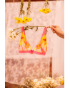 Ensemble lingerie rose et jaune en maille transparente brodée – Mapalé