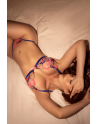Ensemble lingerie bleu et rose brodé avec lignes épurées – Mapalé
