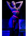 Ensemble lingerie 3 pièces bleu et rose brodé avec sequins – Mapalé