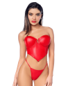 Ensemble 2 pièces en similicuir rouge lisse 