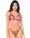 Ensemble sexy 2 pièces en dentelle satinée 