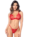 Ensemble sexy 2 pièces en crochet tricoté avec haut ajustable et string 