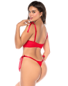 Ensemble sexy 2 pièces en dentelle avec liens à nouer et string 