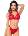 Ensemble sexy 2 pièces en dentelle romantique avec haut et string assorti 