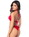 Ensemble sexy 2 pièces en dentelle romantique avec haut et string assorti 
