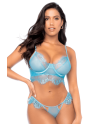 Ensemble 2 pièces en dentelle à cils bleue 